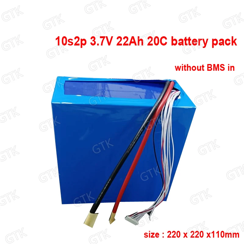 GTK 36V 22Ah 3.7v 44Ah Lithium cobalt oxide battery 880A 20C 10s2p for scooter boat electric motorcycle with EM200/2sp controlle