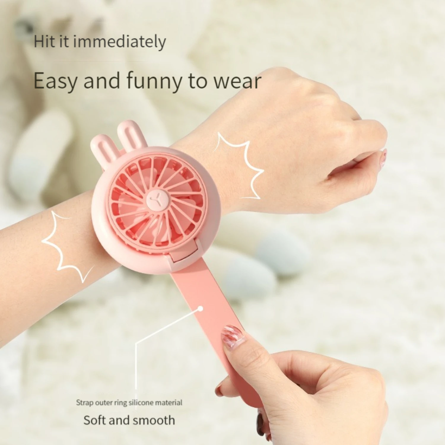 Stay cool on-the-go with this adorable and portable mini cartoon handheld fan in a fun watch shape design! Make summer a breeze 