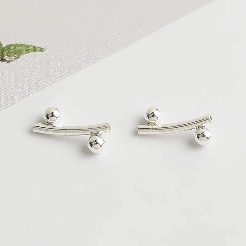1pc/Lot 925 Sterling Silver Bracelets Tube Beads 20x1.5mm Bangles Earrings Silver Pipe Spacer Charms DIY Jewelry Accessories
