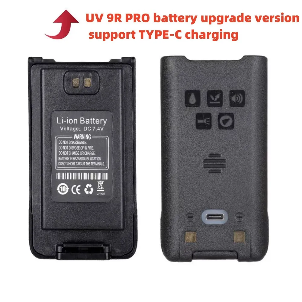 

Waterproof Walkie Talkie Battery with Type-C Fast Charging for Baofeng UV9R Plus /UV9R Pro/UV9R ERA/UV9R AMG/T57