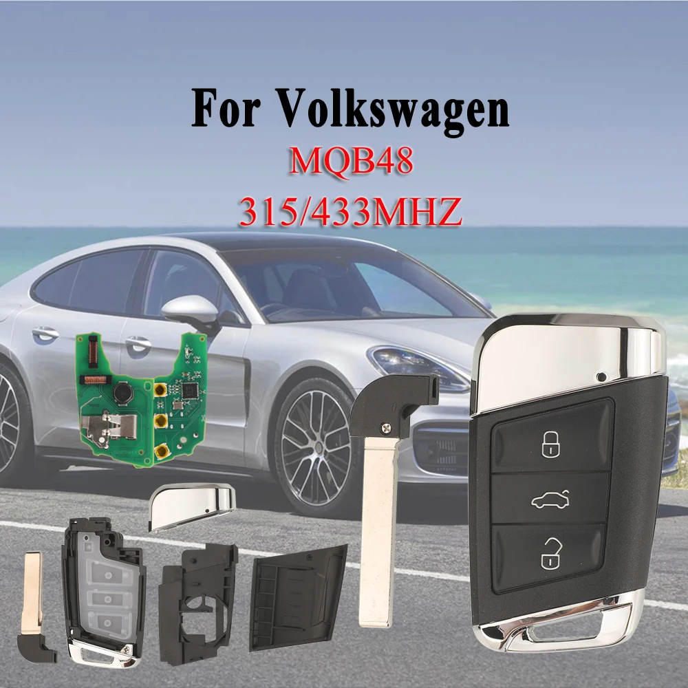 

Jingyuqin 3 кнопки складной дистанционный ключ от автомобиля для VW Volkswagen Passat Variant Magotan B8 Superb SkodaA7 2015-2020 315/433 МГц MQB48