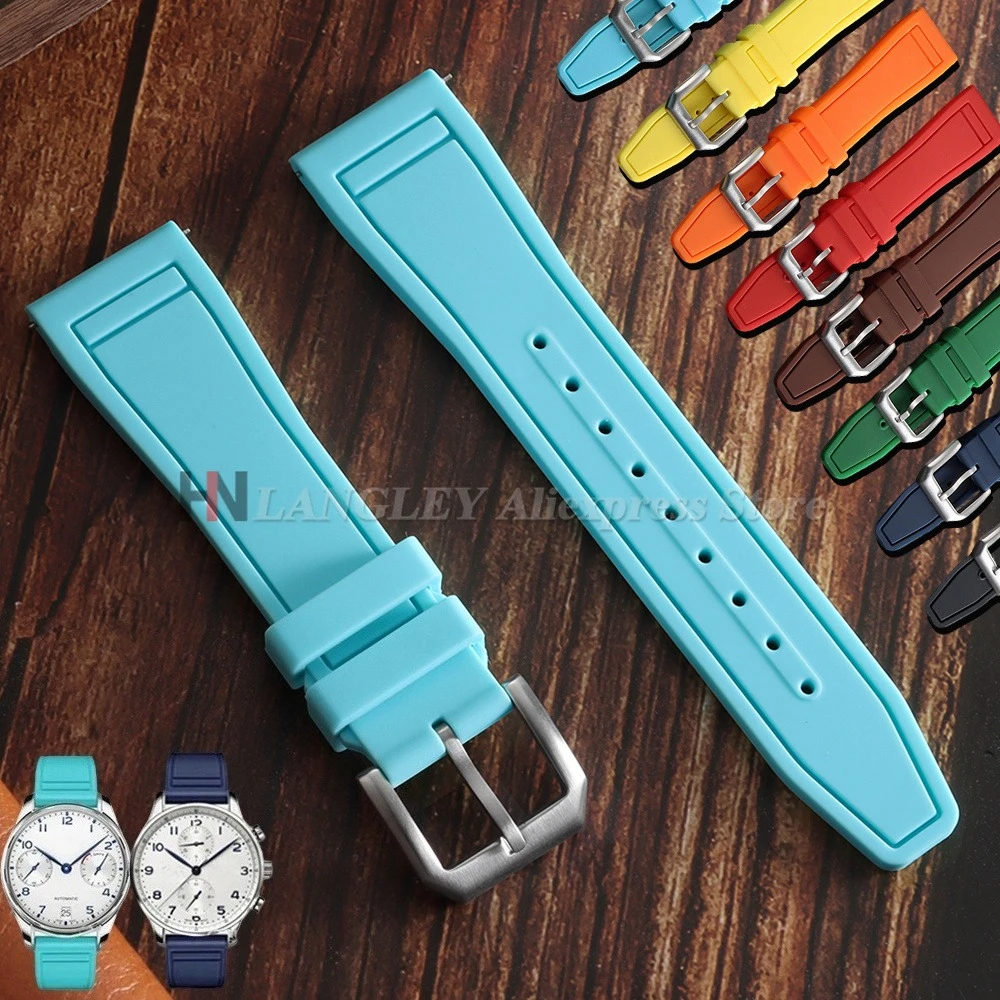 Correa de reloj de goma de silicona suave e impermeable para IWC PILOT Portugal PORTOFINO 20mm 21mm 22mm, correas de reloj para hombre y mujer para Breitling