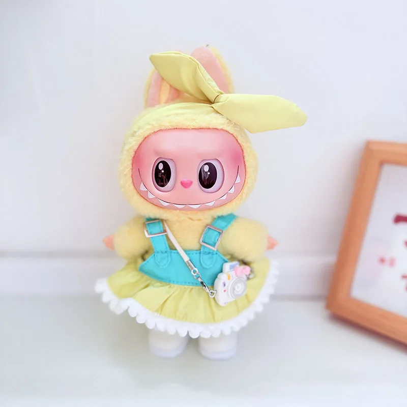 

Labubu 1st - 3rd Gen Sweet Bow Outfits Color - Block Dungarees & Mini Camera Bags For 15/17cm Dolls