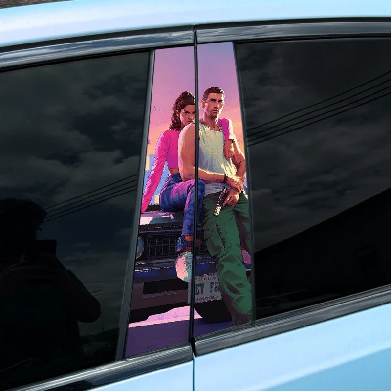 

1pc/2pcs GTA6 Car B-pillar Stickers Waterproof Rstar Decal for Audi BMW Mercedes Ford VW Toyota Nissan Kia Renault Hyundai Skoda