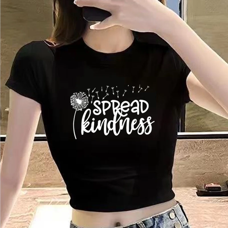 Spread Kindness Inspired Clothing Short Sleeve, Heart Dandelion Trendy Cute Style Fashion Clothing, Women's Print Graphic,Summer