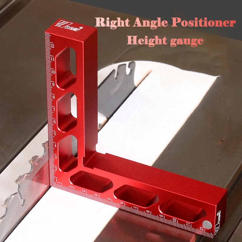 Height Ruler Positioning L Block Aluminum  W/ Scale Woodworking Clamp  Fixture Tools Positioning Square Right Angle Clamp