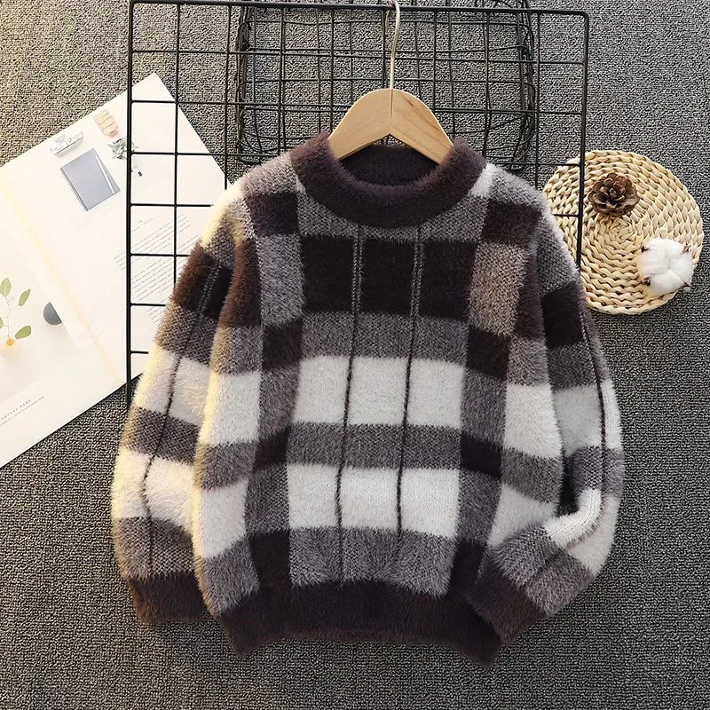 Boys Sweater Wool Coat Kids Tops Knitting 2024 Perfect Spring Autumn Plus Thicken Cottons Pullover Teenagers Children's Clothing