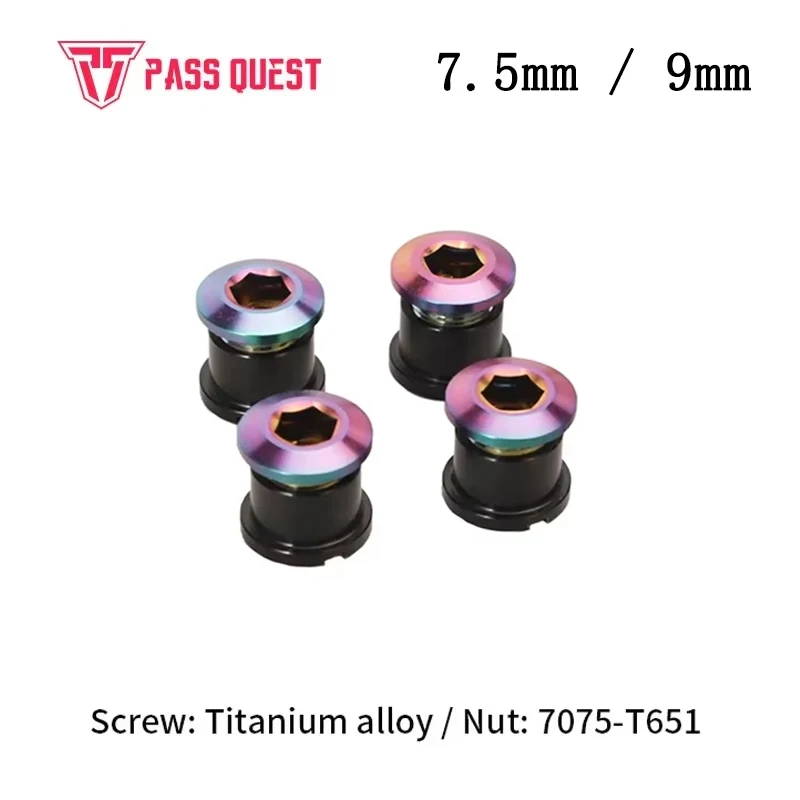 PASS QUEST Titanium Alloy Screw Bicycle Chain Wheel Adaptation Screw, Extended Single Disc Double Disc Screw, Bicycle Parts