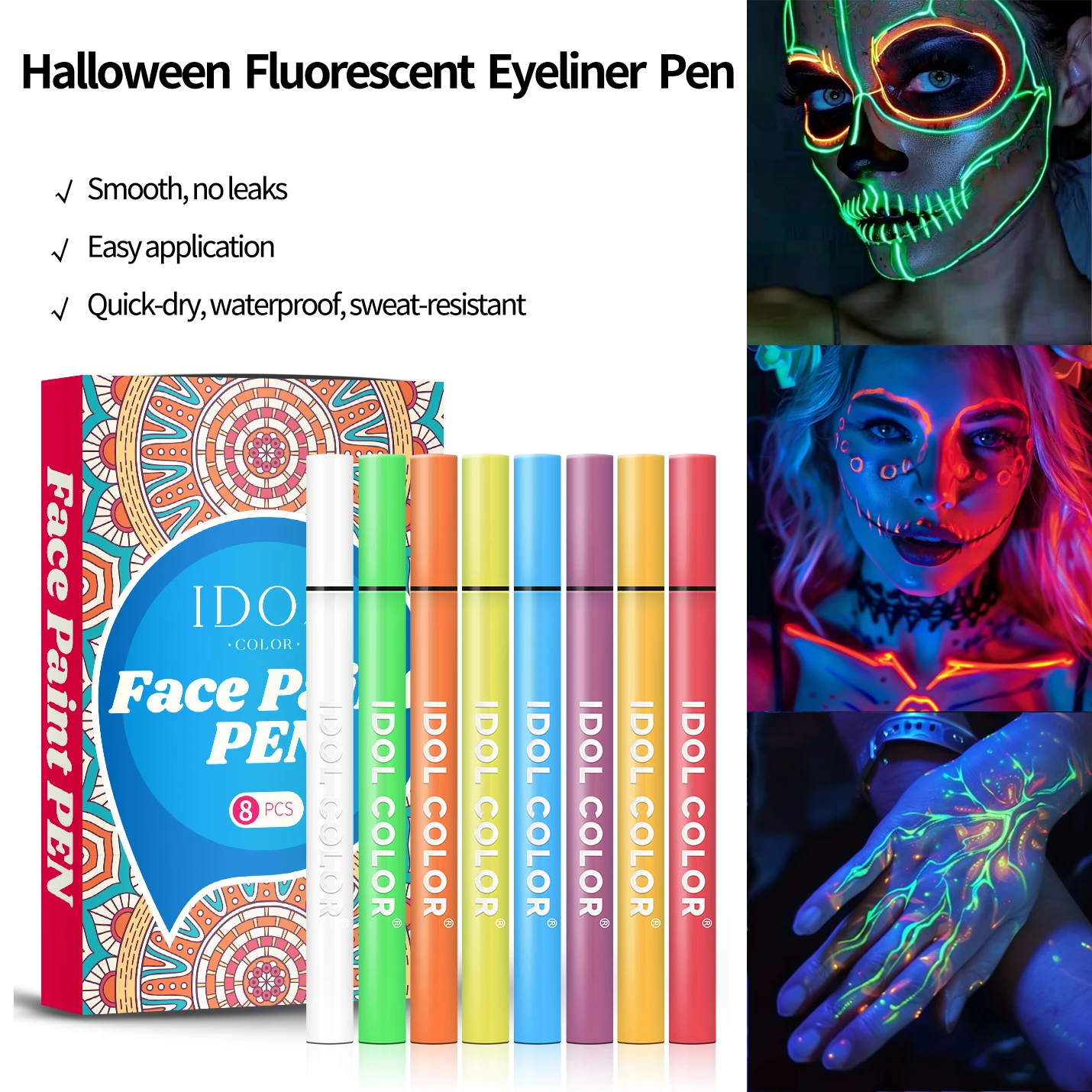 Multi-Color Body Art Graffiti Pens with Safe Eyeliner-Based Ink, Quick-Drying, Smudge-Proof for Halloween Party Graffiti