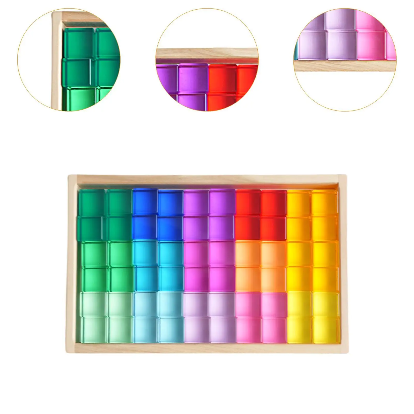 Décennie s de cubes en acrylique pour enfants, jouets d'entraînement mentaires oriel, 15 couleurs, 60 pièces