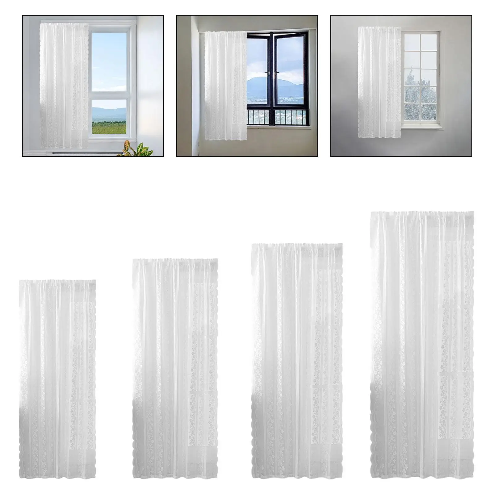 

Lace Curtain Decorative Fashion Home Decor, Voile Drape, Floral Curtain Panel for Wedding, Bedroom, Living Room Hotel Farmhouse