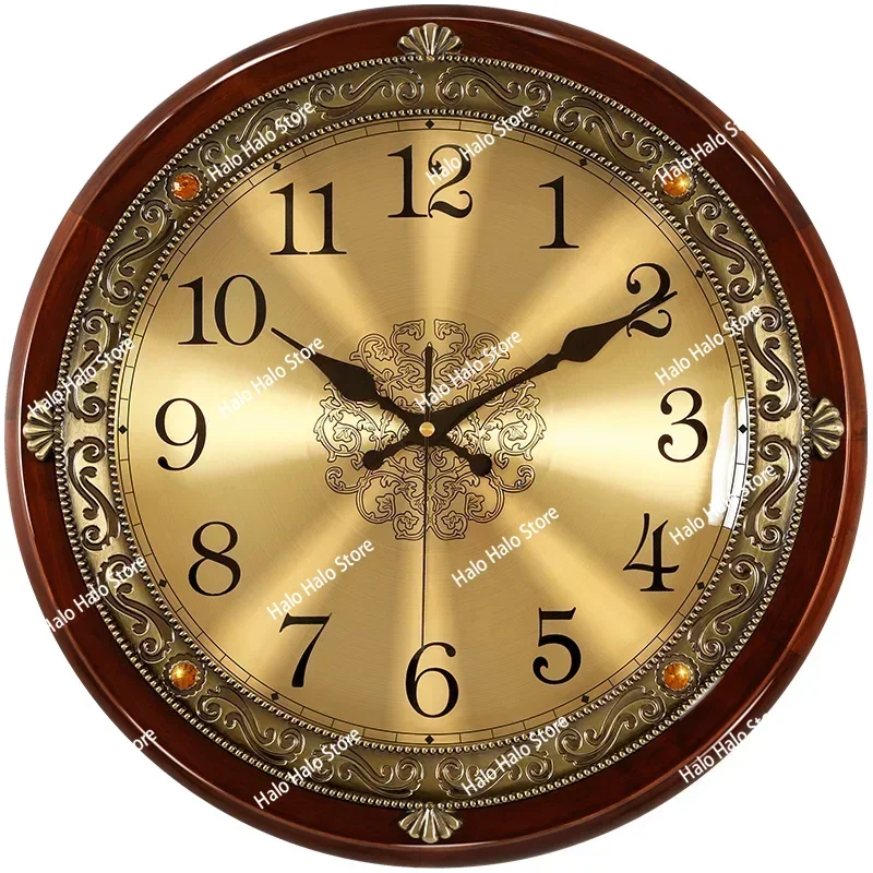 Luxury Wood Wall Clock Metal Retro Nordic American Style Gold Silent Wall Clocks Bedroom Shabby Chic Living Room Horloge Gift