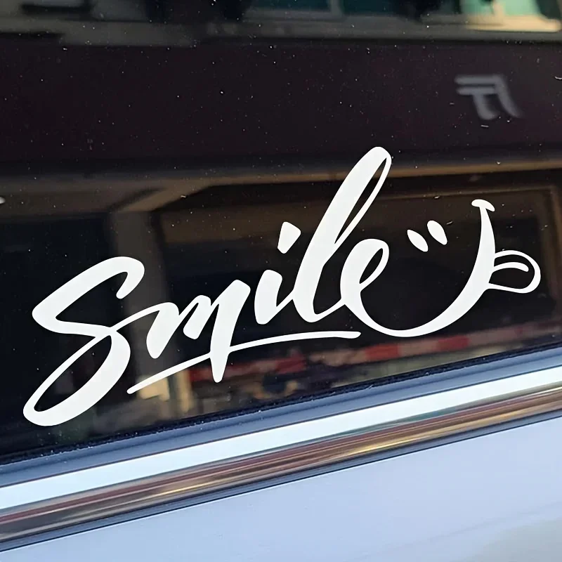 1PC "Smile" Graphic Car Sticker, Distinctive Decal for Vehicle Exterior Upgrade