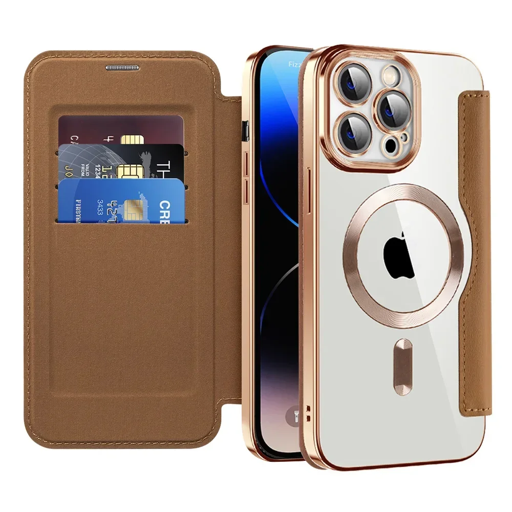 

Suitable for iPhone 16promax Flip Card Phone Case 15pro 14plus Magnetic Suction 13Small Fragrance Style Pattern 12 Leather Cover