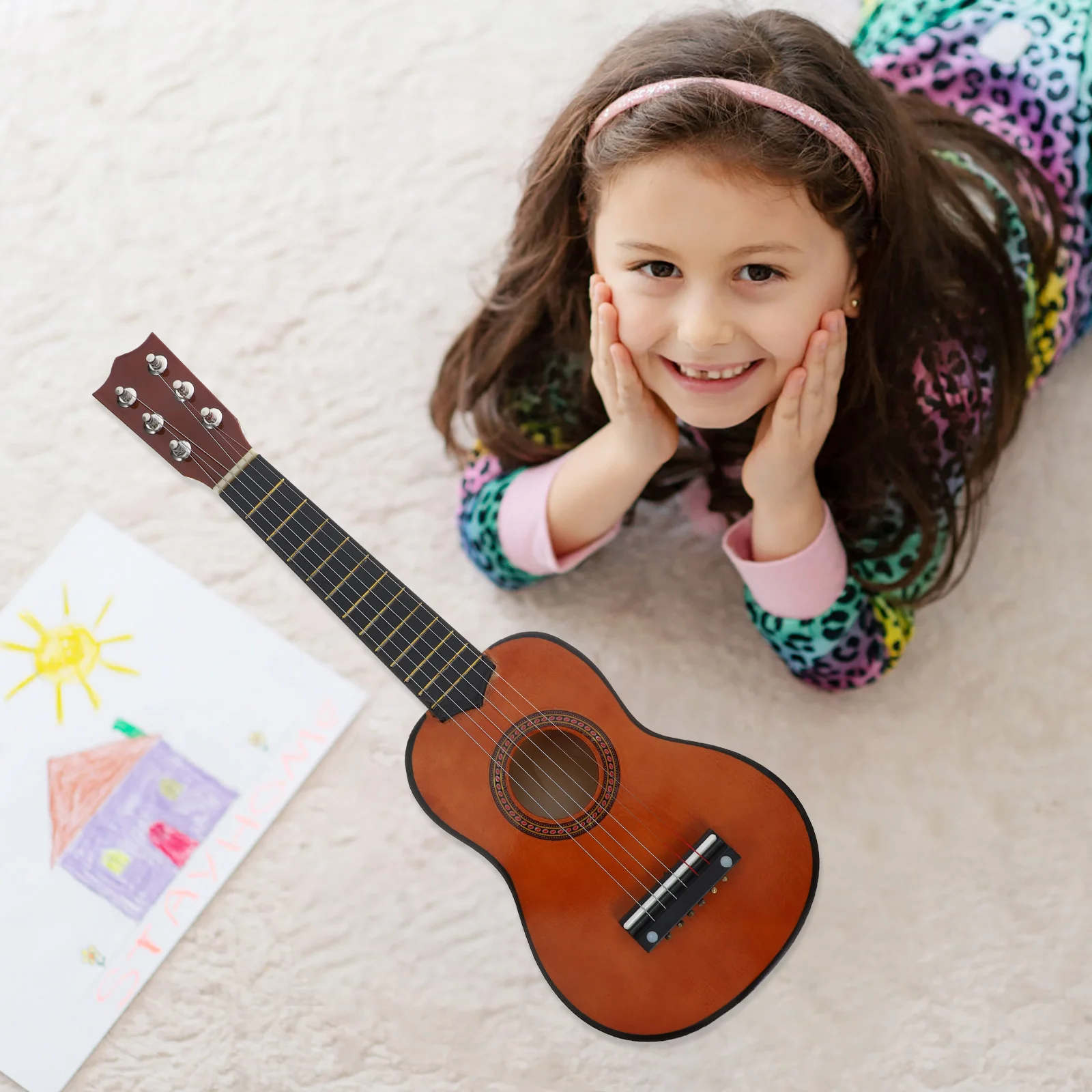 Gitara dla dzieci Zabawki dla początkujących dla dzieci Instrument do treningu muzycznego Drewniany prezent do ćwiczeń