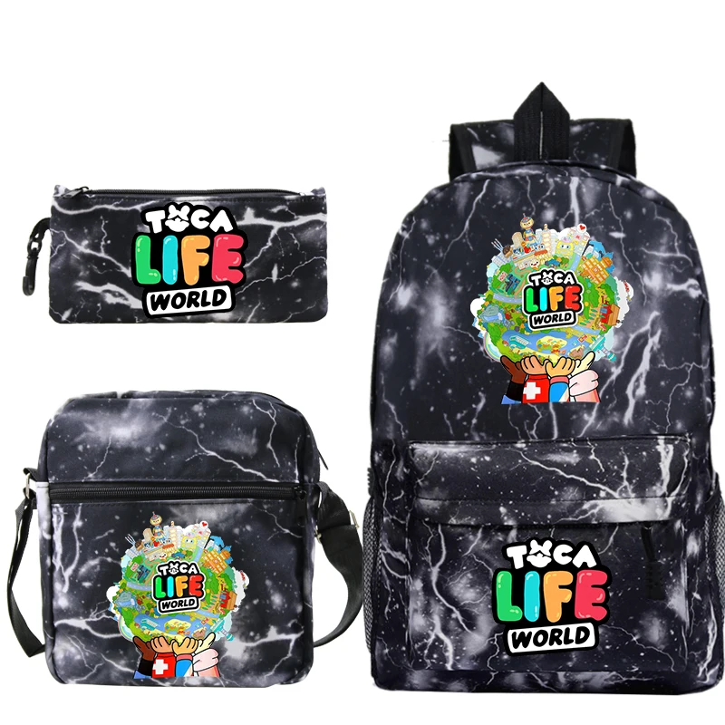 Sacs à dos College Toca Boca pour enfants, cartable scolaire Kawaii, sac à dos Life World, cartable pour enfants, voyage, sport, ensemble de 3 pièces