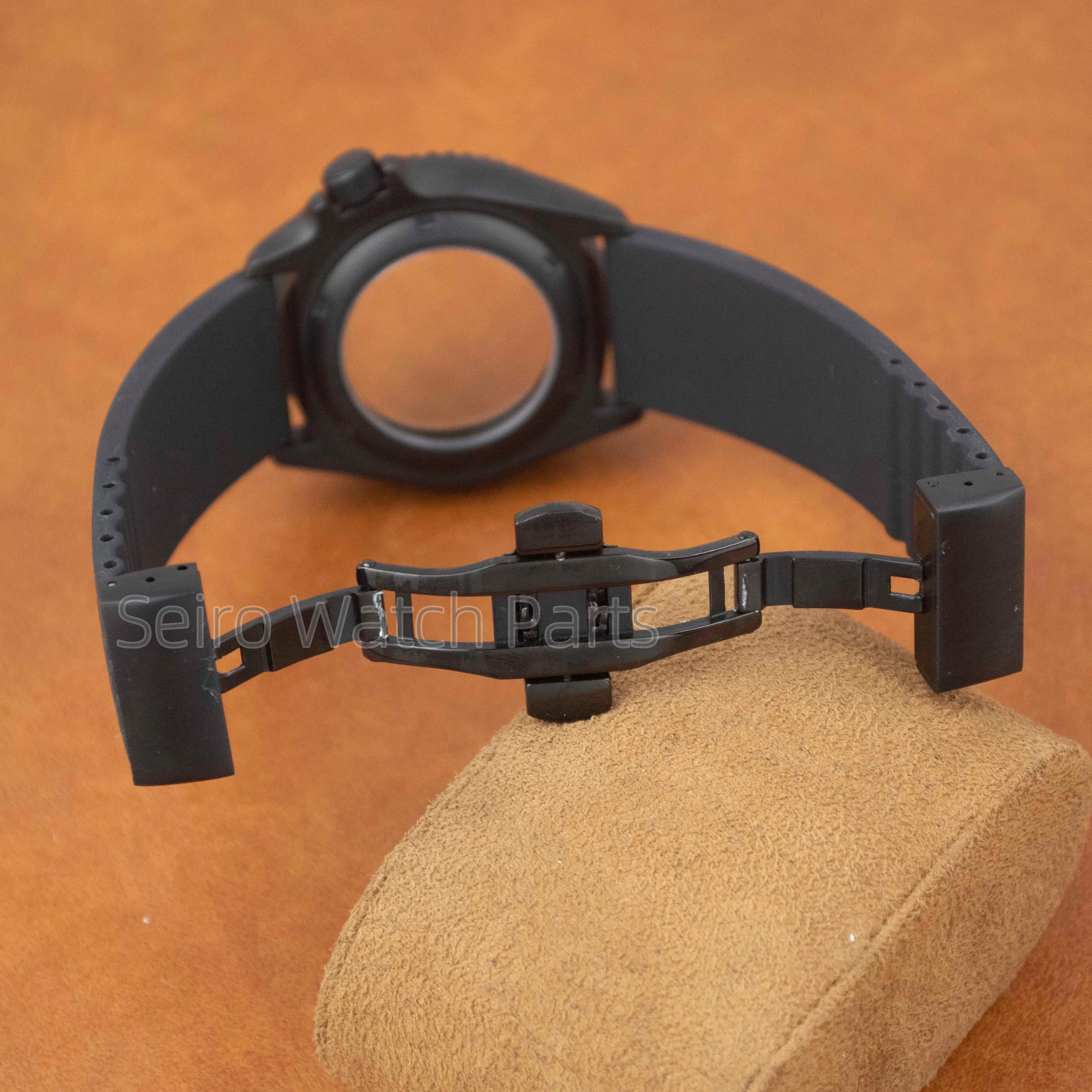 For SKX007 Case Black PVD Stainless Steel Watch Case Rubber Strap 10ATM Waterproof For NH34 NH35 NH36 Movement Men Watch Case