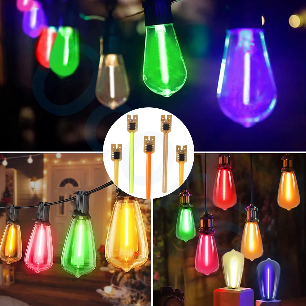 LED 전구용 LED 필라멘트, DIY 조명 액세서리, 동적 유성, 흐르는 물 램프 부품, 빨간색, 파란색, 녹색, 2200K 따뜻한 흰색, DC 3V