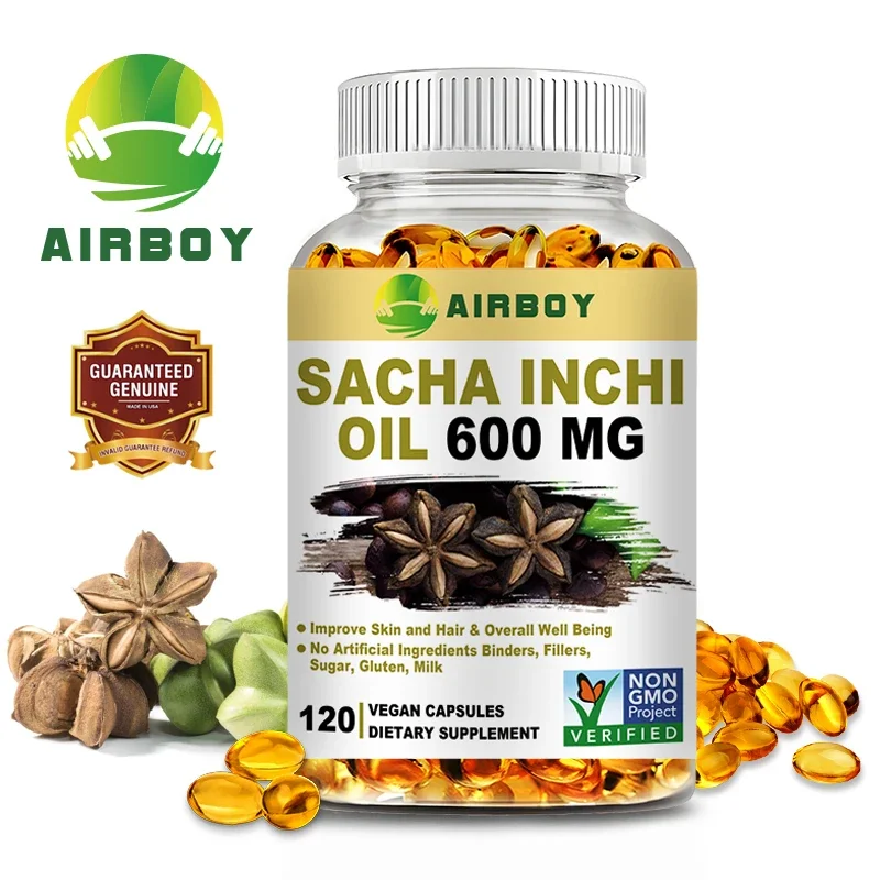 

Sacha Inchi Oil Capsules 600mg - Supports Gut Health, Improve Skin, for Brain & Heart Health, Antioxidant