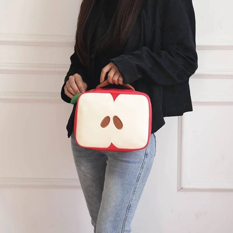 الكرتون أبل نمط حقيبة مستحضرات تجميل المرأة السفر كيس التخزين مستحضرات التجميل أدوات الزينة كيس التخزين حقيبة يد الإناث هدية الكريسماس #2