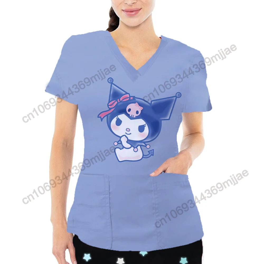 Y2k Zevit Y 2k Vintage Pockets Tops Y2k Japanese Streetwear Nurse Uniform Summer Outfits for Women 2023 V-neck Anime T Shirts