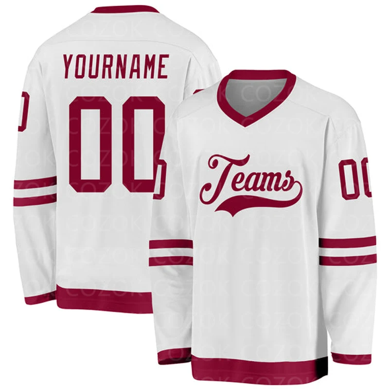 Custom White Black Hockey 3D Print You Name Number Men Women Ice Hockey Jersey Competition Training Jerseys