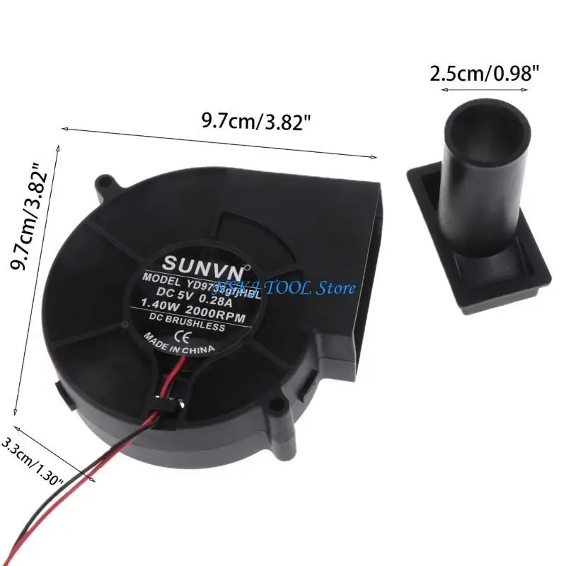 Quạt BBQ L8RC 9733 Máy thổi khí 97x97x33mm 5V 12V 24V 2000-3600R Khởi động than với ống khí 26mm cho bếp lò nướng màu xanh lá