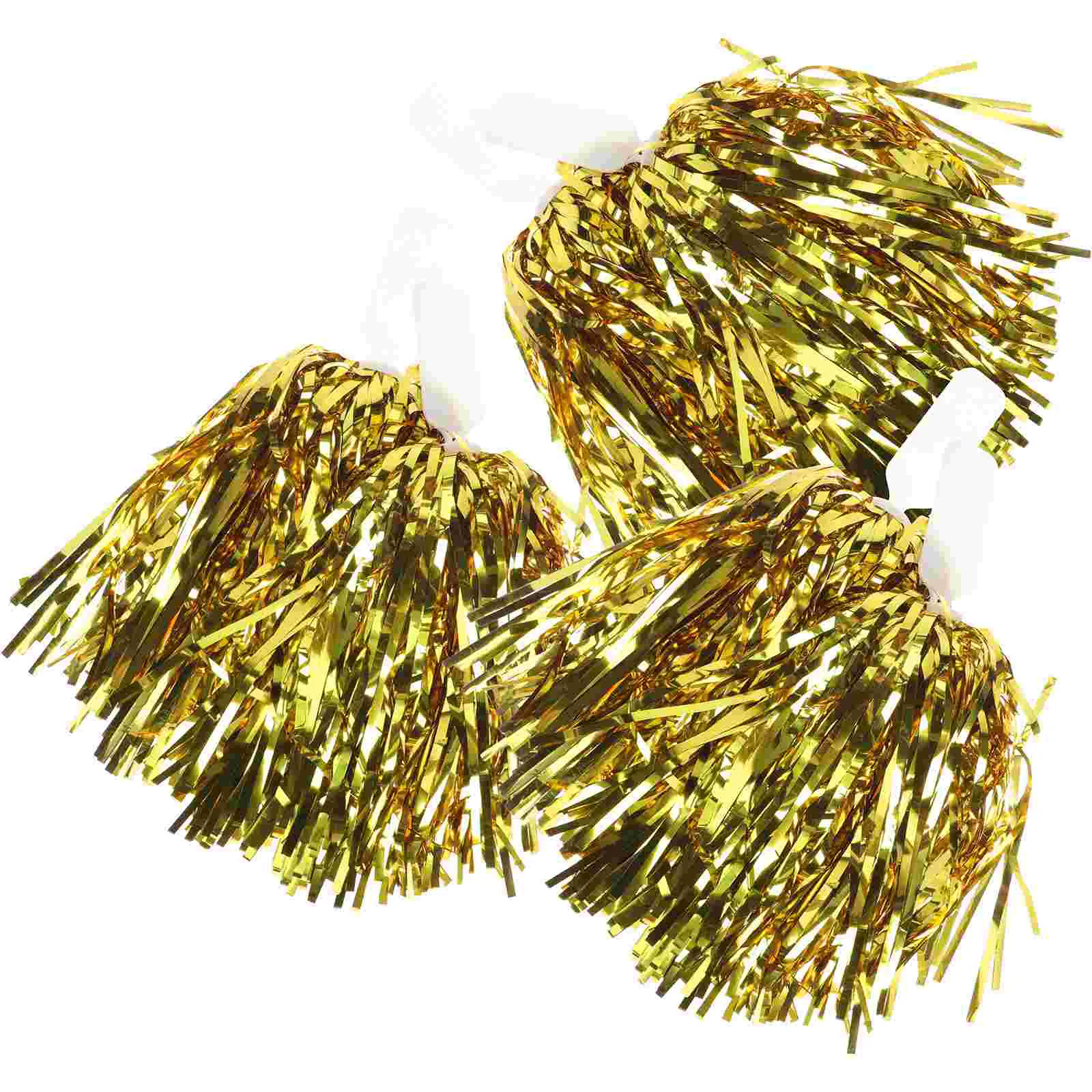 6 Pcs Dancing Pom Cheerleaders Hand Flower Cheerleading Prop Glitter Poms Golden