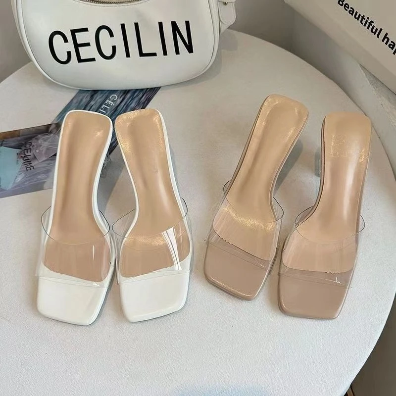Women's Transparent High Heel Shoes Exquisite Sexy Open Toe Slippers Minimal Elegant Daily Versatile Ladies Sandals