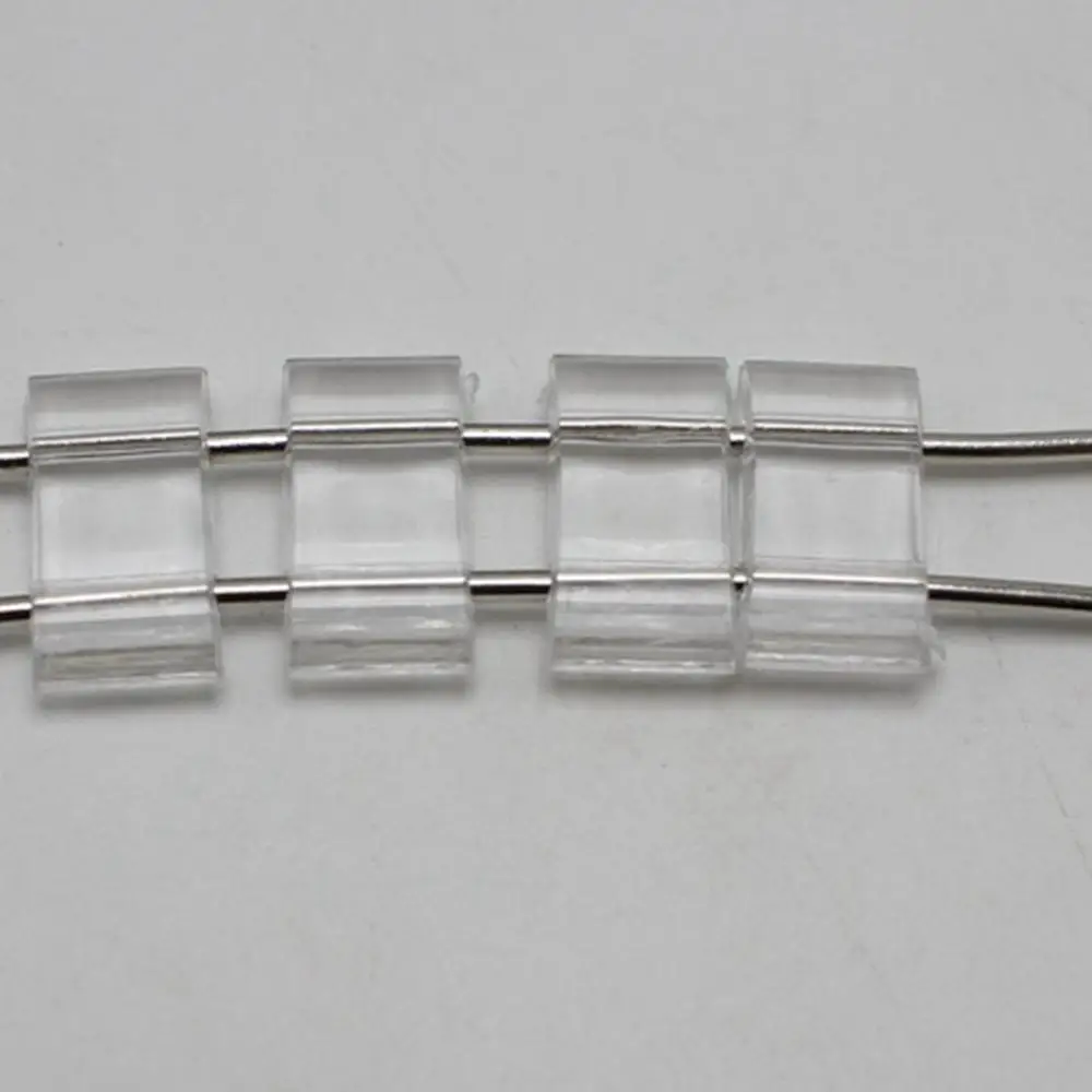 100 Clear Transparent Acrylic Square 2-Hole Beads 18X9mm