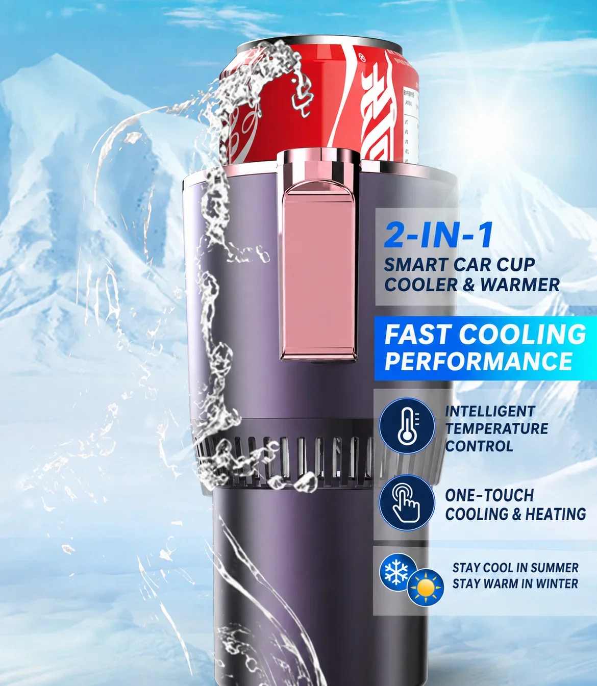Car Intelligent Quick Cooling Cup Dual Use Rapid Freezer Holder Mini Fridge Heating And Cooling Cup for Hot And Cold Beverages view 2