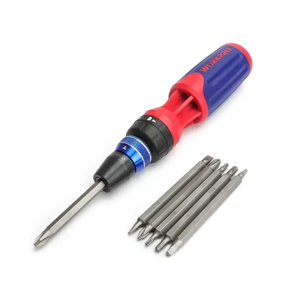 WORKPRO Ratcheting Screwdriver Set 12 in 1 Screwdriver Bit Set With Quick-load Mechanism S2 Bits Screwdriver Kit