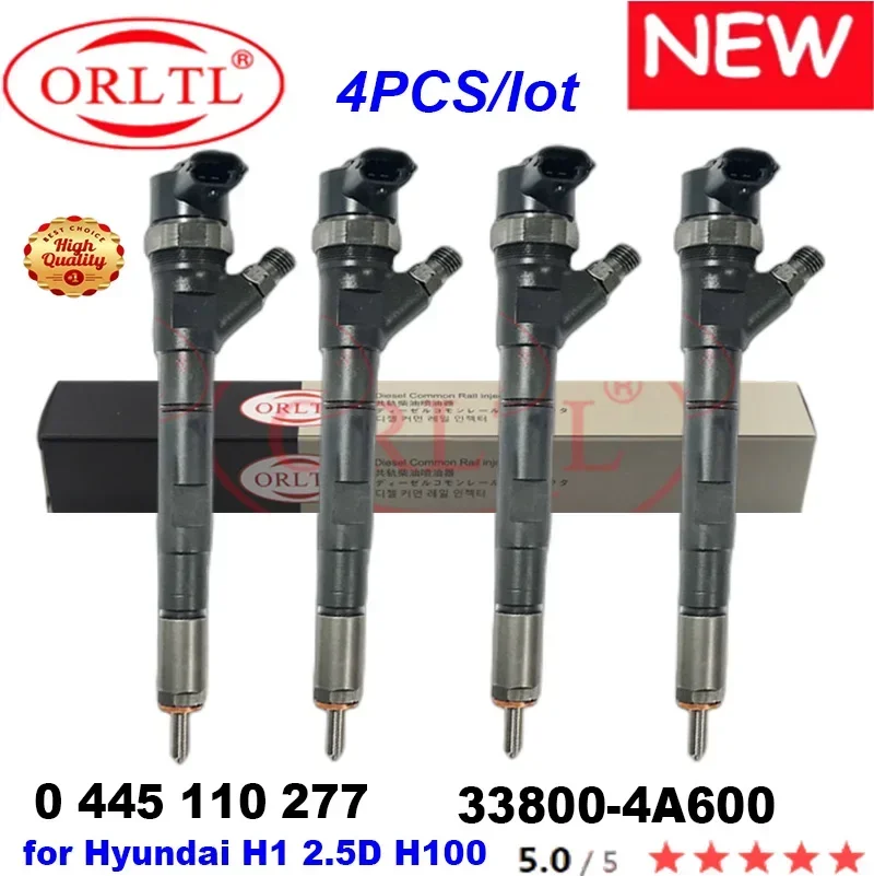 ORLTL NEW 0445110277 Common Rail Injector 33800-4A600 0 445 110 277 338004A600 33800 4A600 For Hyundai H1 2.5D H100 2.5D 4PCS