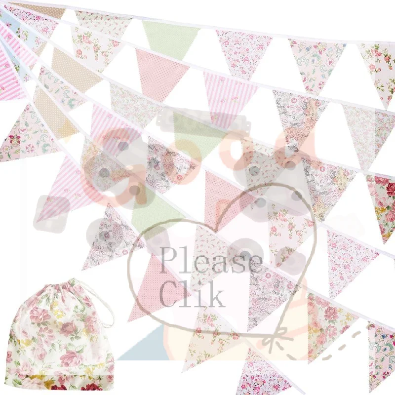 12M/40Ft Triangle Bunting Banner 42Pcs Multicolored Fabric Flags Burlap Pennant Banner Flags Garlands For Wedding Party Festiva