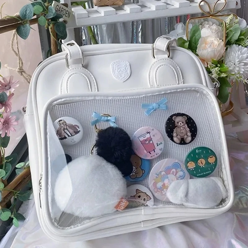 

Fashion Trendy Ita Bag 2025 New Cute Kawaii PU Crossbody Bags for Women Designed Transparent Cartoon Backpacks Display Bolsa