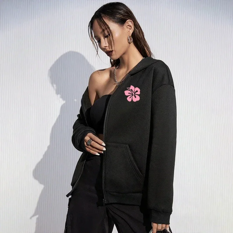 Fashion Casual Loose Autumn Winter Women Zipper Cardigan Hooded Sweatshirt Quality Hot Sales Jogging Lady Versatile Sport Coat