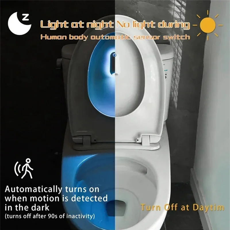 

【Favorite!】Toilet Light Waterproof Motion Sensor Led Lamp Night Light 8 Colors Wireless Rechargeable For Bathroom Restroom Stair