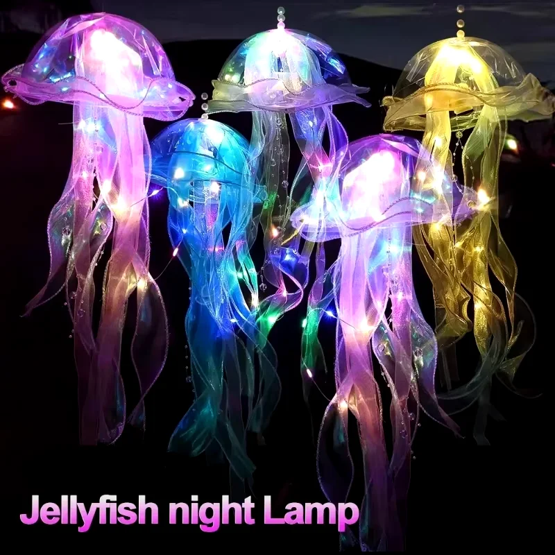 Multicolored Jellyfish Lamp Lantern DIY Mermaid Parti Jellyfish Light Lantern Girls Birthday Party Wedding Christmas LED Decor