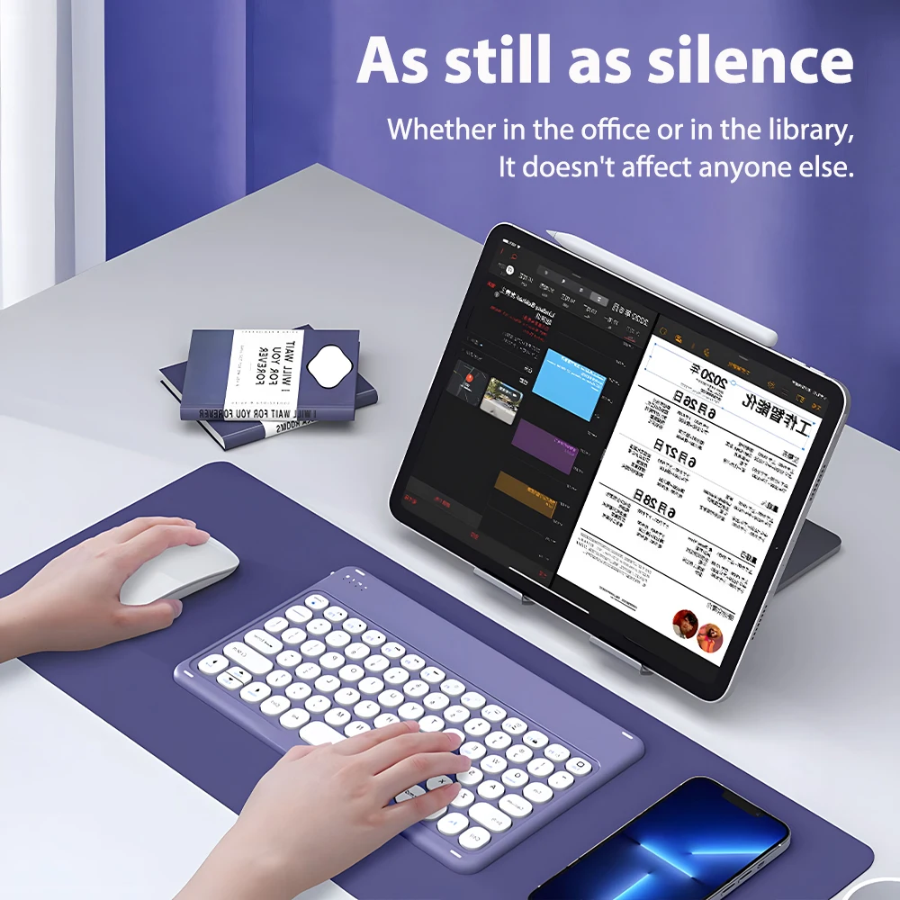 Ультратонкая Бесшумная Многоязычная клавиатура CASEPOKE для iPad, универсальная клавиатура и мышь для планшетов Samsung, Xiaomi