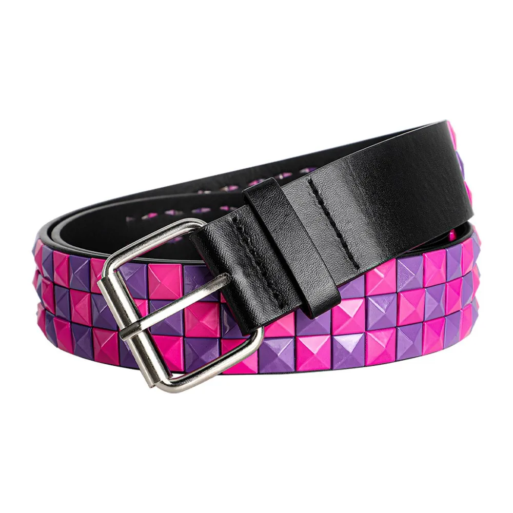 Neuer mehrfarbiger Nietengürtel für Damen, Heavy-Metal-Gürtel für Herren und Damen, Y2K-Gürtel für Herren und Damen, Punk-Rock-Jeansgürtel. – Detail 4
