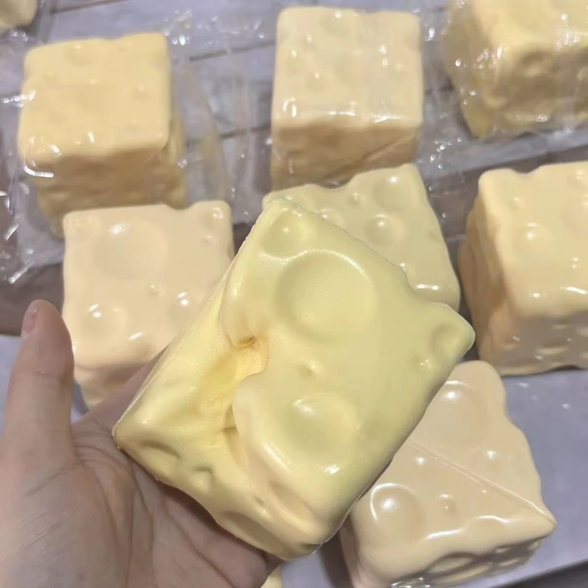 Slow Rebound Cheese Pinching Toy Simulation Cheese Squeeze Toy Office Stress Relief Ornament Hand Knead Fidget Decompression Toy