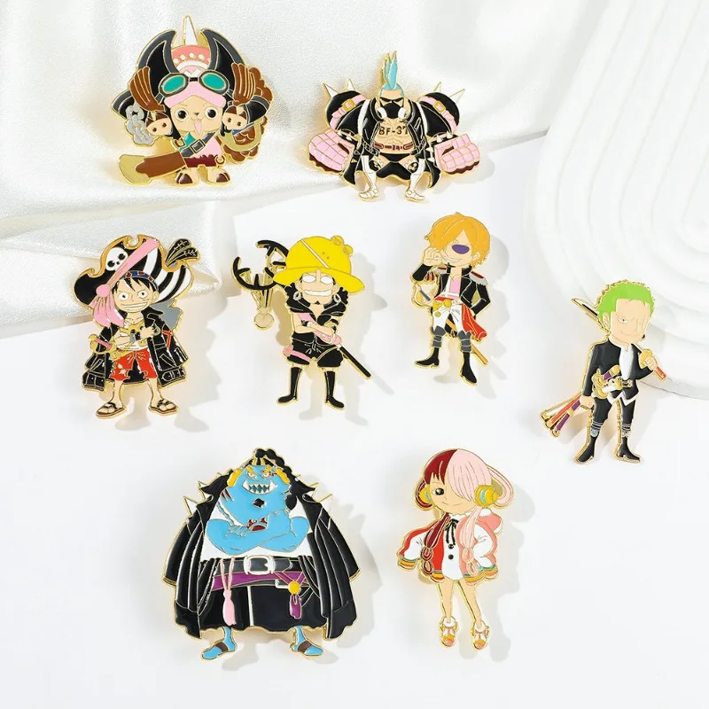 Animation Peripherals One Piece Series Same Style Brooch Dynamic Zinc Alloy Creative Cartoon Character Clothing Pin Toys Gifts