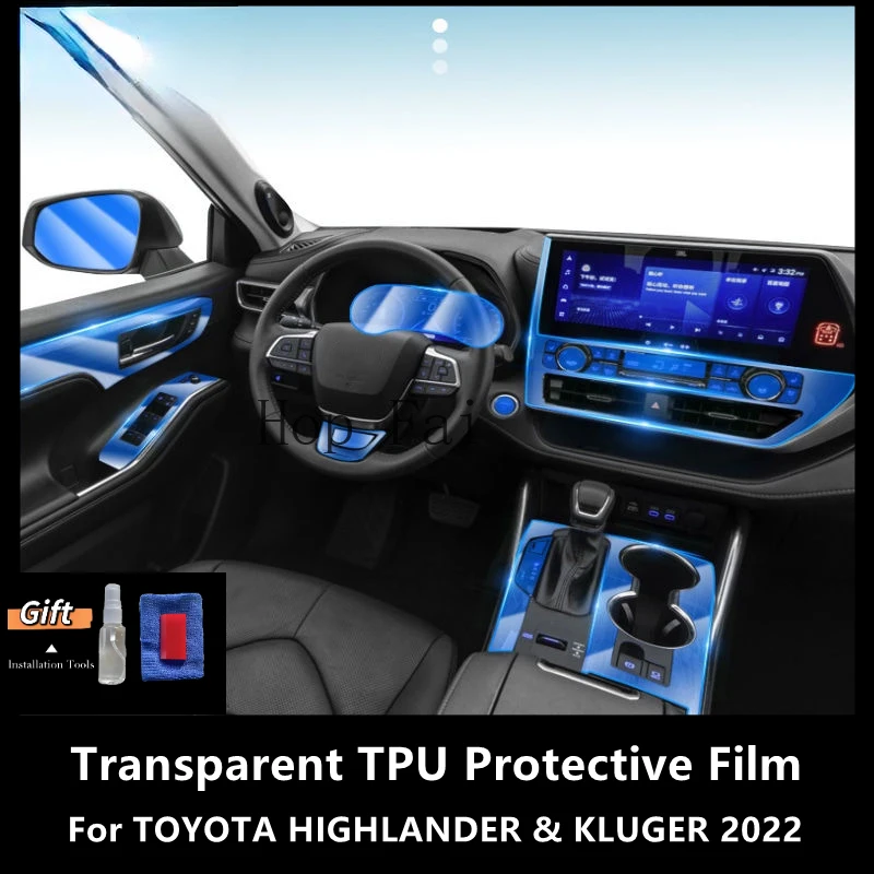 

For TOYOTA HIGHLANDER & KLUGER 2022 Car Interior Center Console Transparent TPU Protective Film Anti-scratch Repair Film