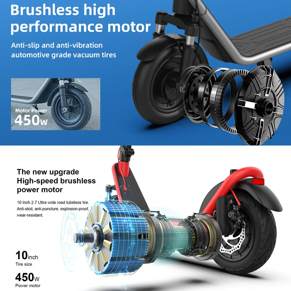 HX 13AH Electric Scooter Powerful 450W 35KM/H Foldable Electric Kick Scooter 10 Inch Smart Escooter For Adults