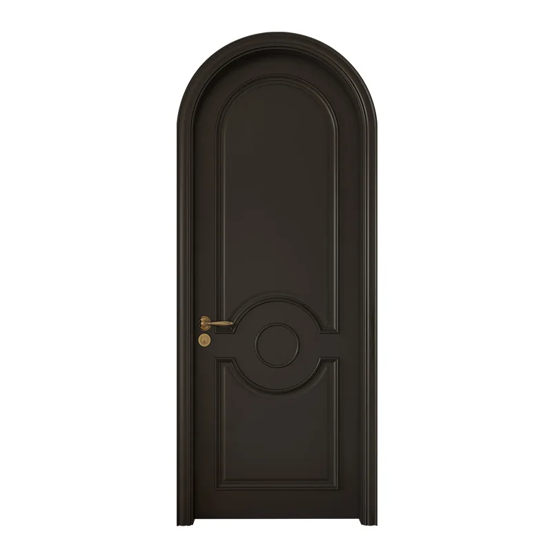 

Solid wood painted interior door black arc arched bedroom room swing door