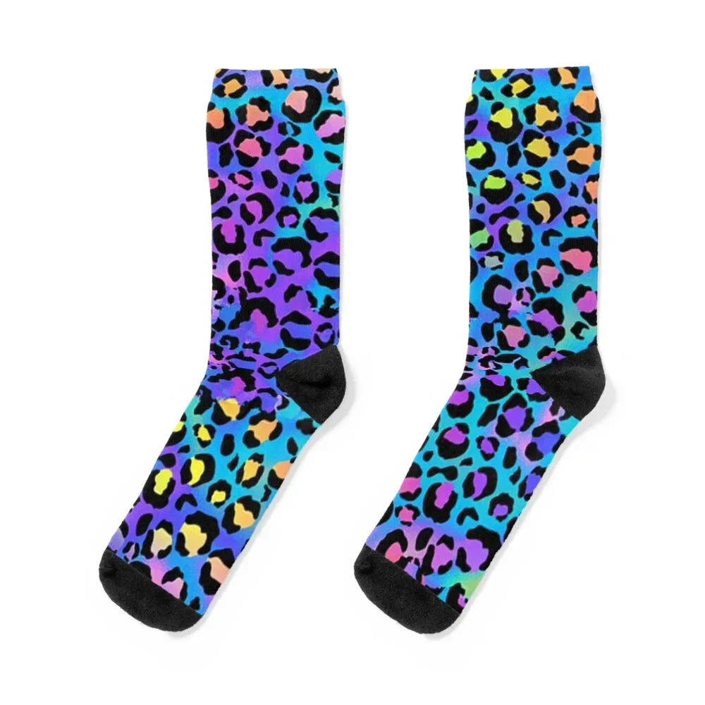 

Holographic Rainbow Leopard Print Spots on Bright Neon Socks Stockings Wholesale man Women's Socks Men's