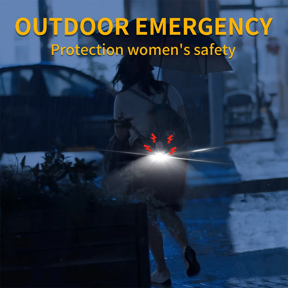 1pcs Personal Alarm Keychain Rechargeable With Light For Women Self Defense Anti-wolf Artifact Outdoor Portable Keychain Alarms