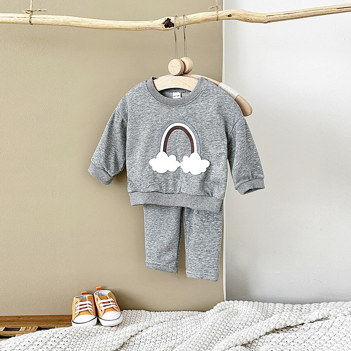 0-4Y Infant Boy Set Newborn Baby Clothes Fall Kids Clothing Cotton Spring Handmade Rainbow Baby Outfits Tops+Pants Wear