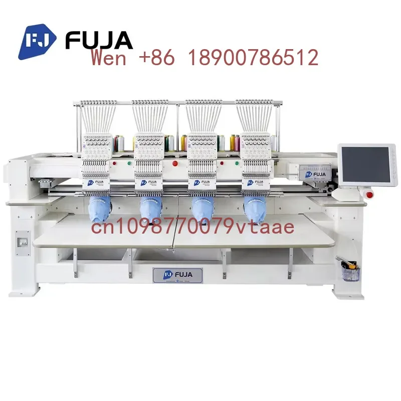 FUJA 4 Head 15 Needles Computerized Embroidery Machine High Speed Industrial Automatic Cap T-shirt Flat Embroidery Equipment