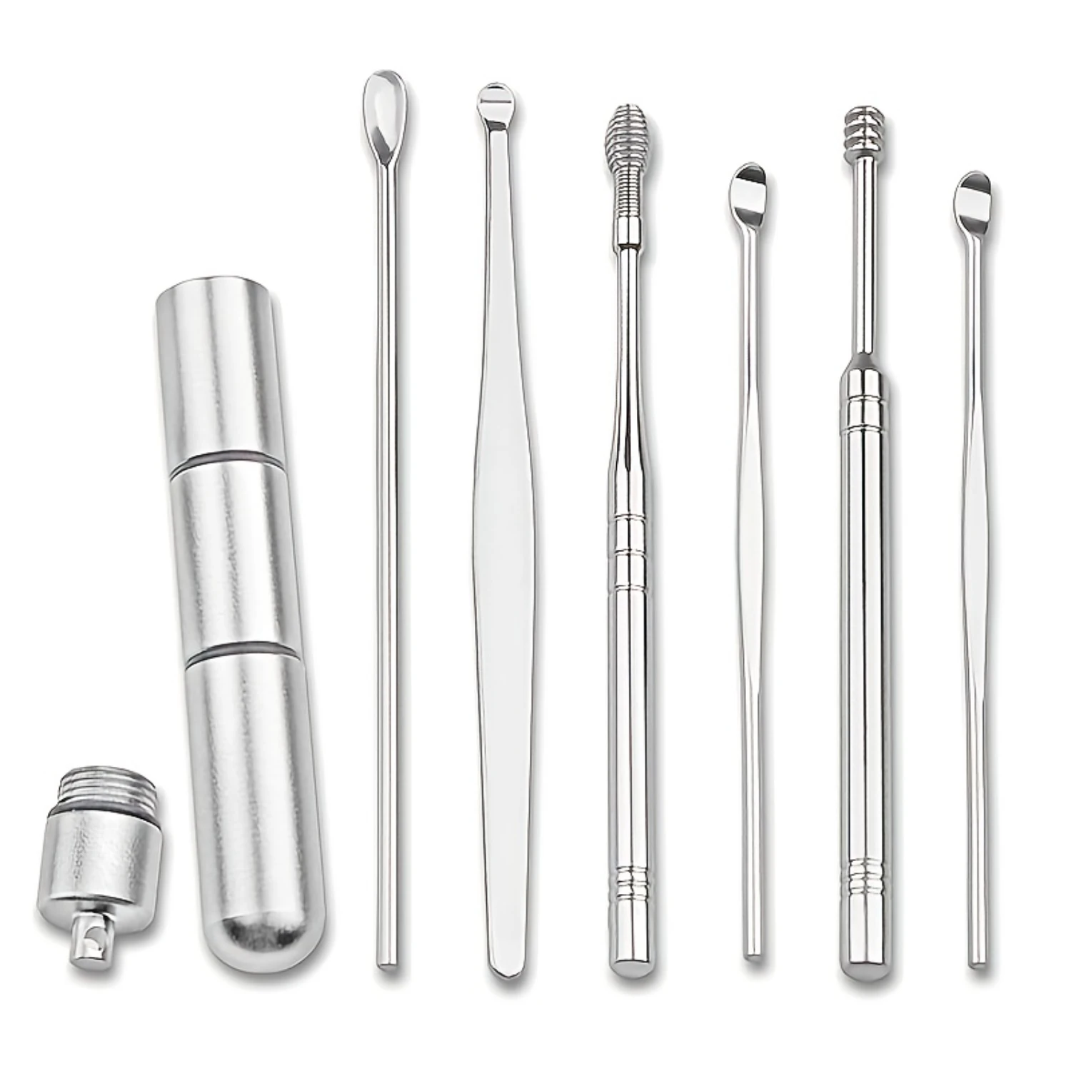 Set di prelievo per le orecchie di alta qualità per una rimozione delicata e precisa del cerume - Kit curette per cucchiaio per orecchie in acciaio inossidabile da 4 pezzi per la cura dell'orecchio e